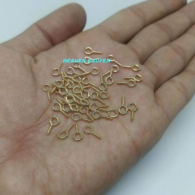 Sekrup Paku Ulir Gantungan Kunci Craft DIY Kecil Panjang 1 cm Gold Muda Atau Emas Muda Harga Per Pac