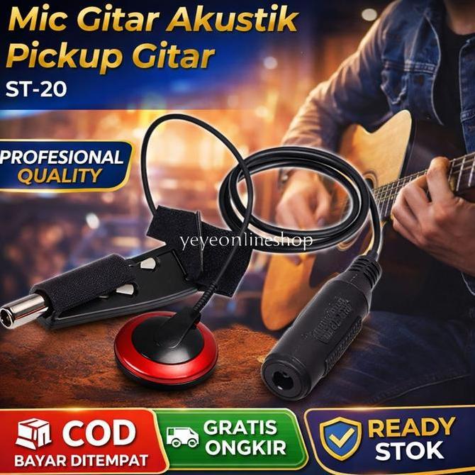 Ndeva_cools - Mic Gitar Akustik Tempel Pickup Gitar Akustik ST-20 Merah Y3712