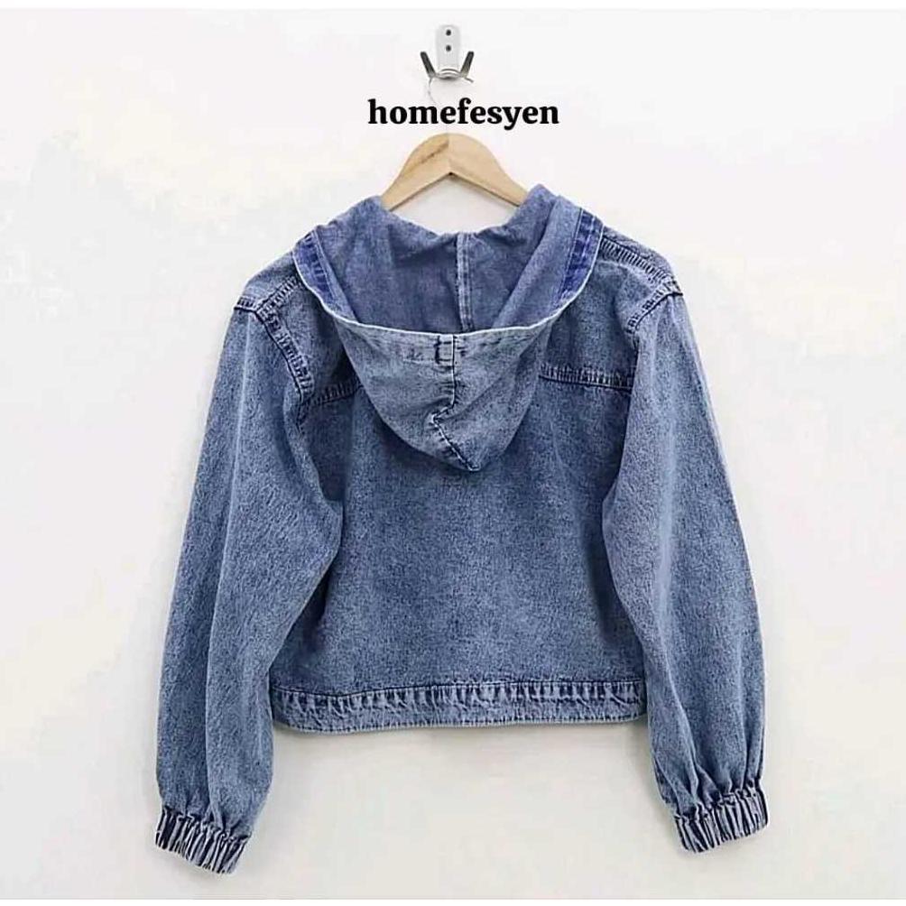 New Jaket Jeans Wanita - Jaket Hoodie Jeans Oversize Ld 120Cm