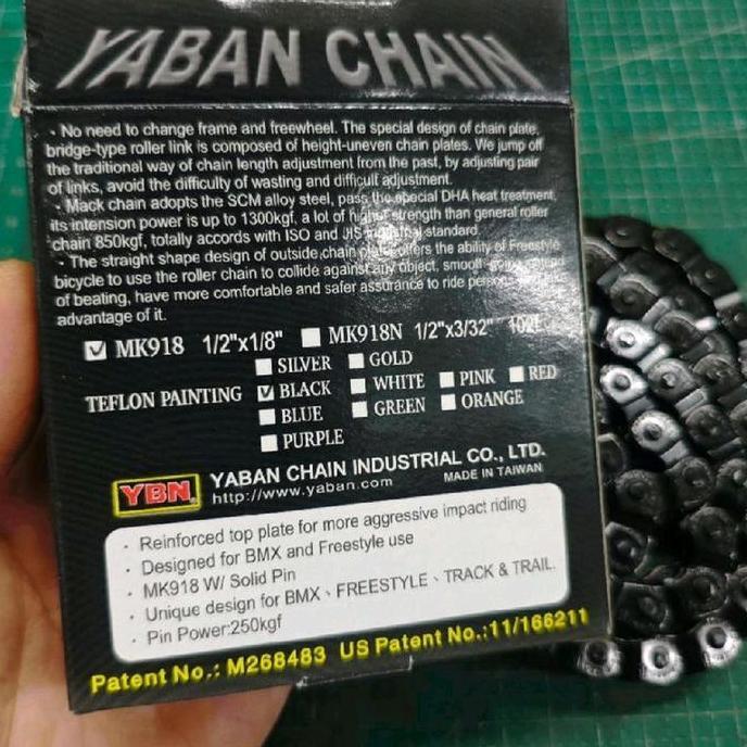 Rantai Chain BMX YBN HALFLINK MK918 BLACK BMX Freestyle Trail Folding Fixie Half Link MK 918 Hitam P