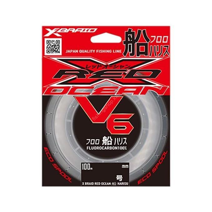 YGK X-Braid XBraid Red Ocean V6 Ship Harisu Fluorocarbon 100m Senar Leader Pancing (TERBAIK) (TERBAR