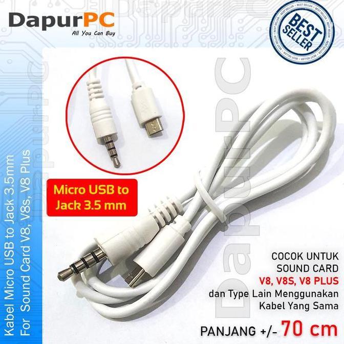 Kabel Micro USB to Jack AUX 3.5mm For Sound Card V8, V8s, V8 Plus
