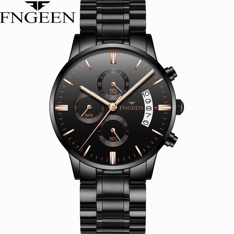 MURAH FNGEEN 5055 JAM TANGAN PRIA LUXURY STAINLESS STEEL QUARTZ ORIGINAL TAHAN AIR WATCH + KOTAK GRA