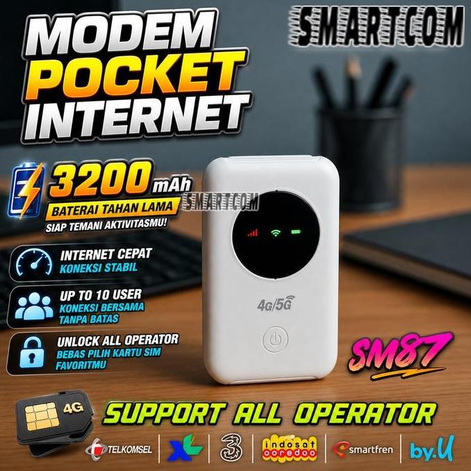 Modem Mifi Wifi SMARTCOM SM87 PRO Unlock All Operator 4G 3200mAh