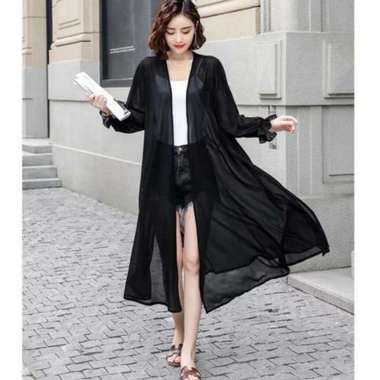 Bagus Toply Shop Cod Long Outer Transparan  / Outer Korean Style / Cardigan Wanita Kekinian
