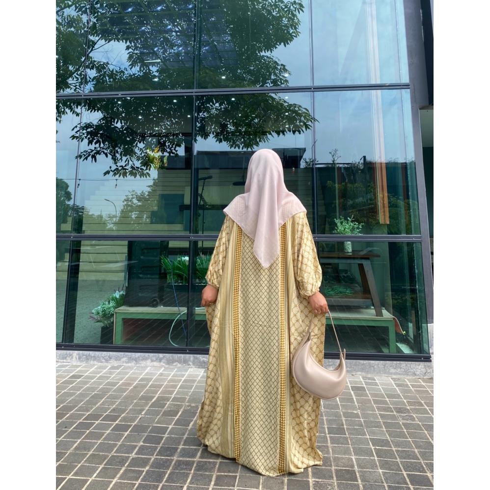 Flash Sale Gamis Kaftan Rayon Premium Motif Salur Putih Terbaru Daster Kaftan Salur