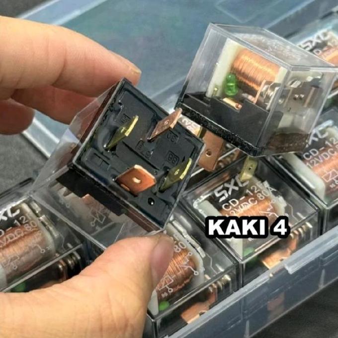 (Isi 10 Pcs ) Relay Rilay Rilai Klakson Kelakson Lampu Tembak Sorot LED Alarm Motor Mobil 4 Pin Kaki