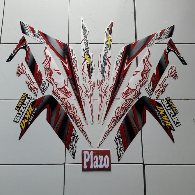 striping motor satria Fu 150 2011 Putih-Hitam