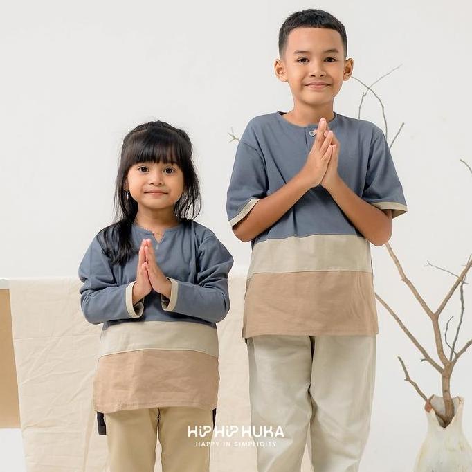 HipHipHuka - Baju Muslim Anak Cowok Cewek Kaos Koko Kurta Tunik Casual Nirwana Series Bahan Cotton C
