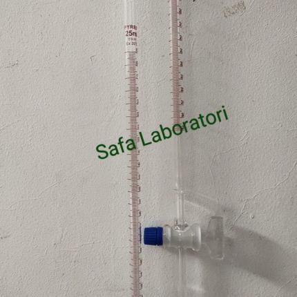 Buret 25Ml Kran Glass Pyrex Alat Ukur Kompresi Buret Kaca Pyrex