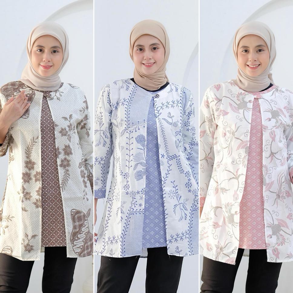 Tunik Batik Bolero Lengan Panjang Atasan Batik Wanita Bolero Terbaru