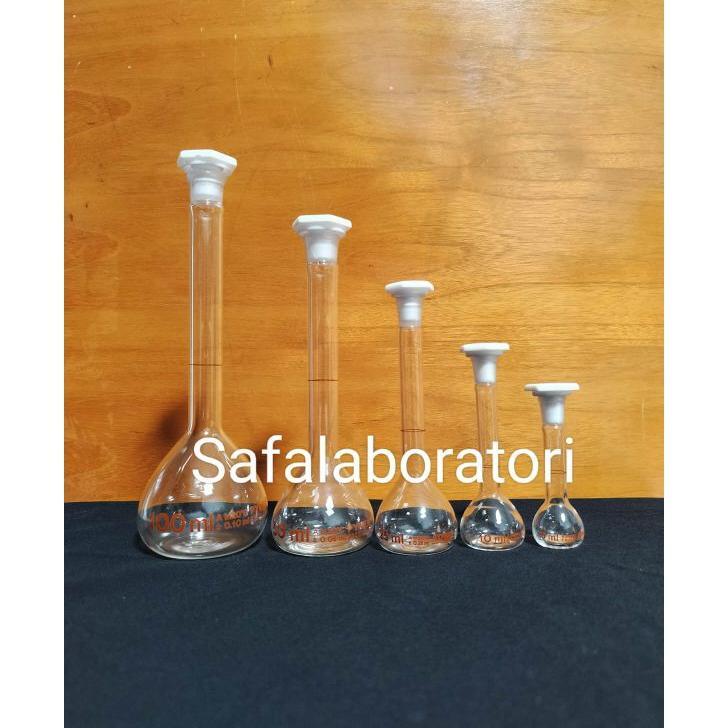 Labu Ukur 100Ml Pyrex, Volumetric Flask 100 Ml Plastik Stopper Pyrex