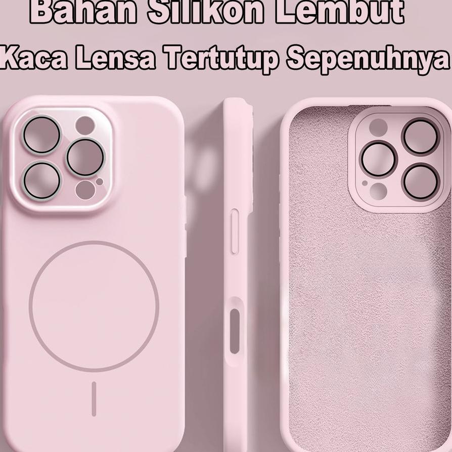[Lapisan Beludru Softcase] Lens Protection Pink Soft 15Plus Casing Premium Magnetic Silicone Case Fo