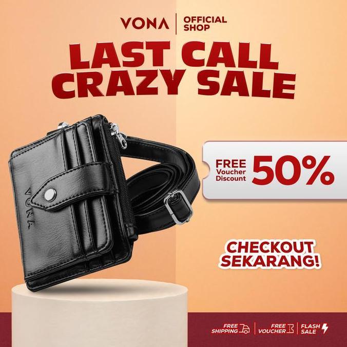 Murah Vona Xenos Id Card Holder - Dompet Kartu Pria Wanita Dengan Lanyard Kulit Sintetis Pu