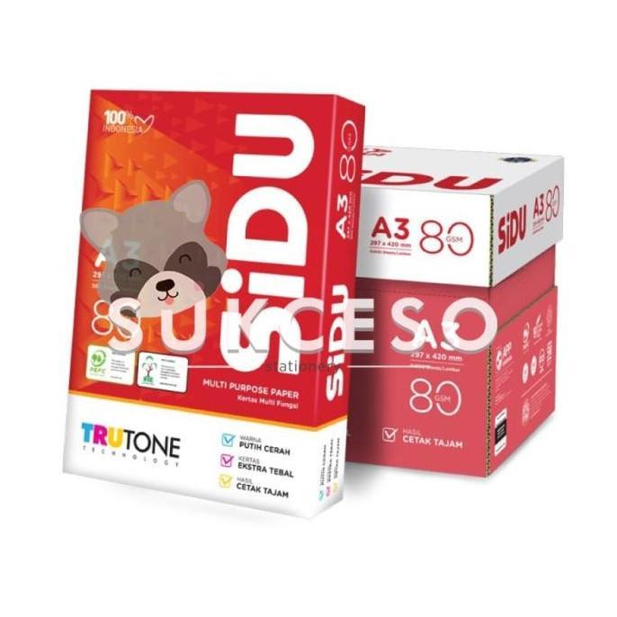 SIDU Sinar Dunia A3 Kertas HVS Print Fotocopy 80gr/gsm Berkualitas