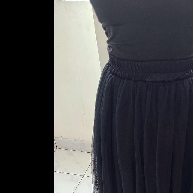 Nadeline Rok Tutu Premium Lapis Silk Velvet 3 Layer Tidak Terawang - Hitam, Dewasa, Cewek, Panjang T