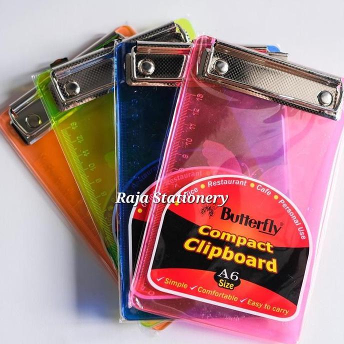 Butterfly Clipboard A6 Acrylic Compact / Papan Jalan Alas Ujian Akrilik Butterfly A6