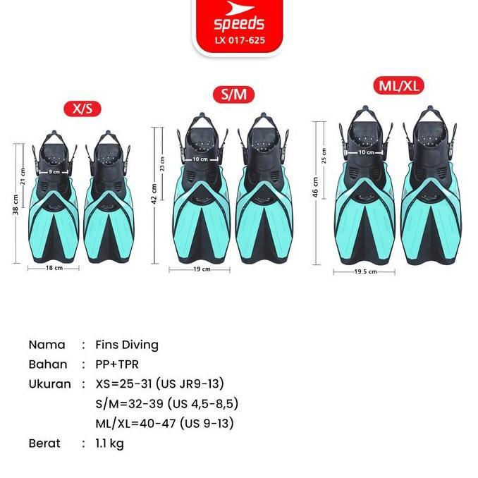 SPEEDS Kaki Katak Renang Snorkeling Fins Diving Kaki Selam Fleksibel Perlengkapan Alat Menyelam Pera