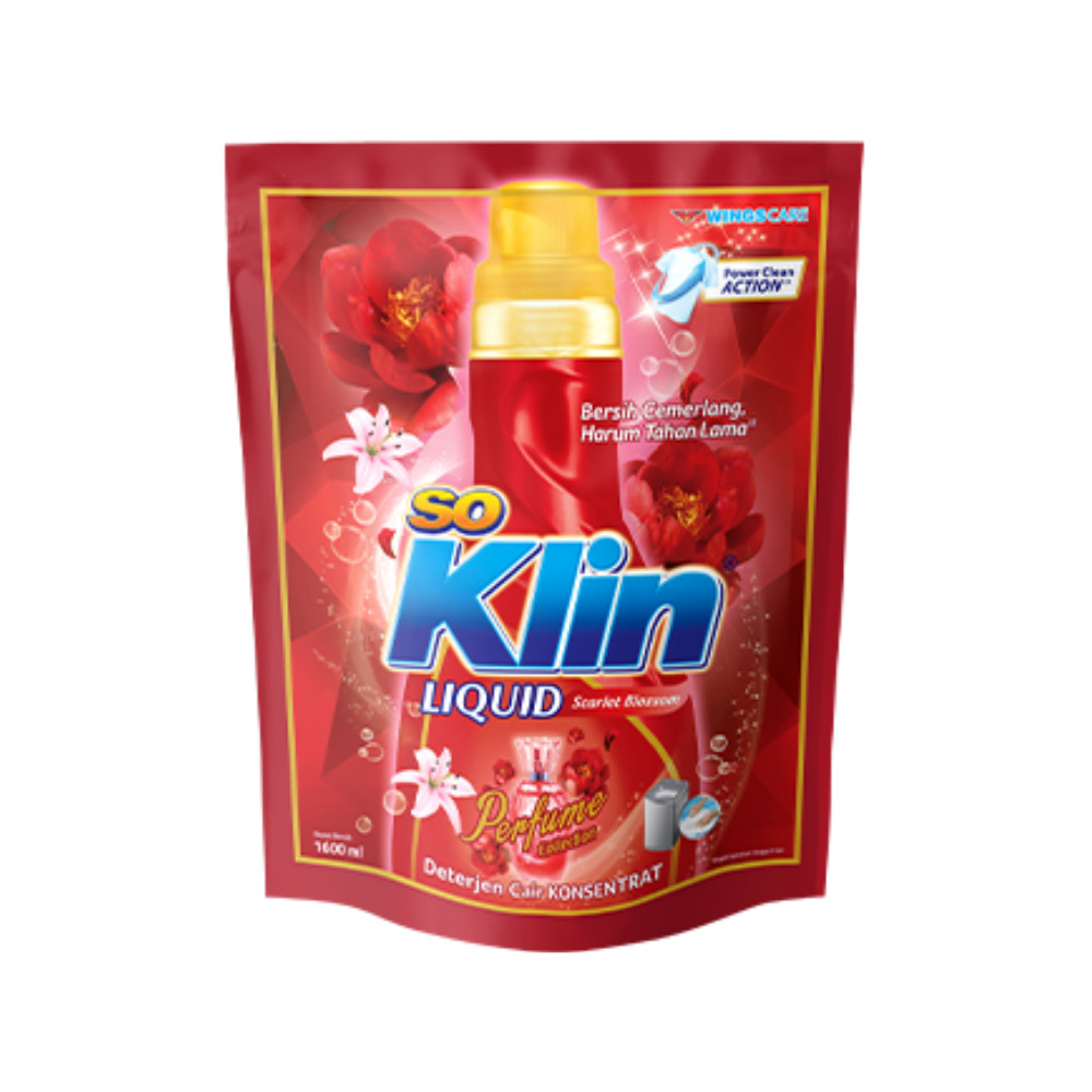 Soklin Deterjen Cair Perfume Merah Scarlet Blossom Pouch 1,65 Kg x2 - Gambar 4