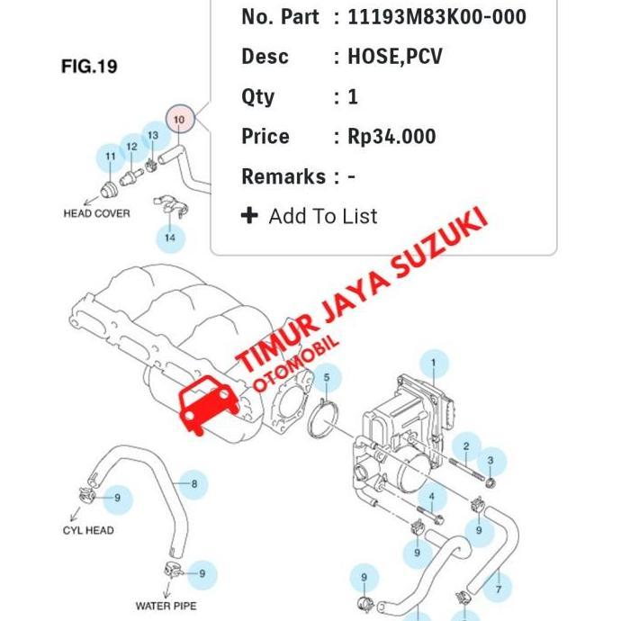 selang pcv valve splash asli SGP Sparepart Suzuki