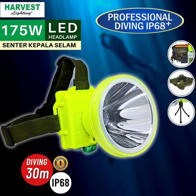 175W HEADLAMP PROFESSIONAL DIVING IP68 HARVEST LED SENTER KEPALA SELAM