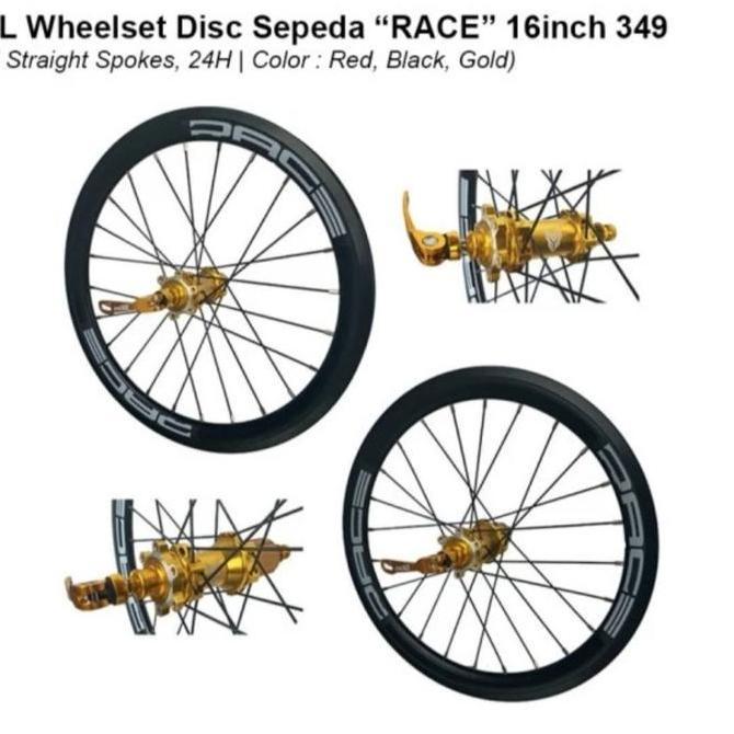Wheelset Velg Set 16 Plus 349 MXL RACE Disc Brake 16+ 349 Roda Sepeda Set Velg Lengkap Depan Belakan