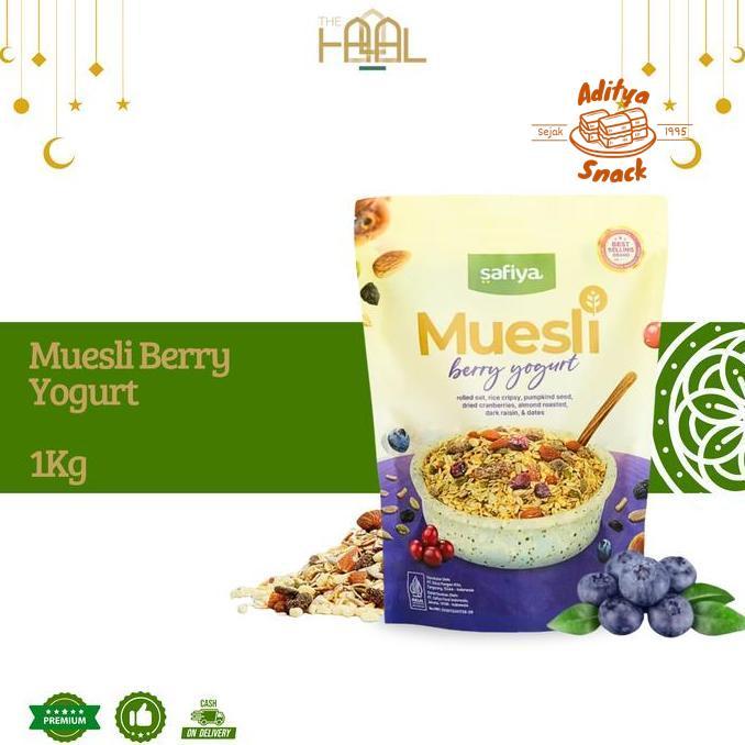 Kriuk Muesli Berry Yogurt Safiya 1Kg | Sereal Oat Muesli Food Oatmeal Halal Dan Bpom