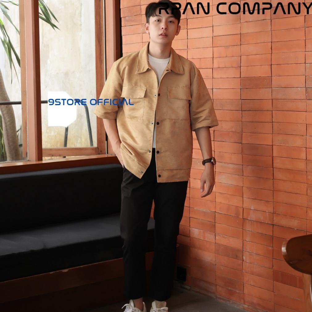 Free Ongkir Kemeja Suede Oversized Lengan Pendek Pria / Oversize Shirt Suede
