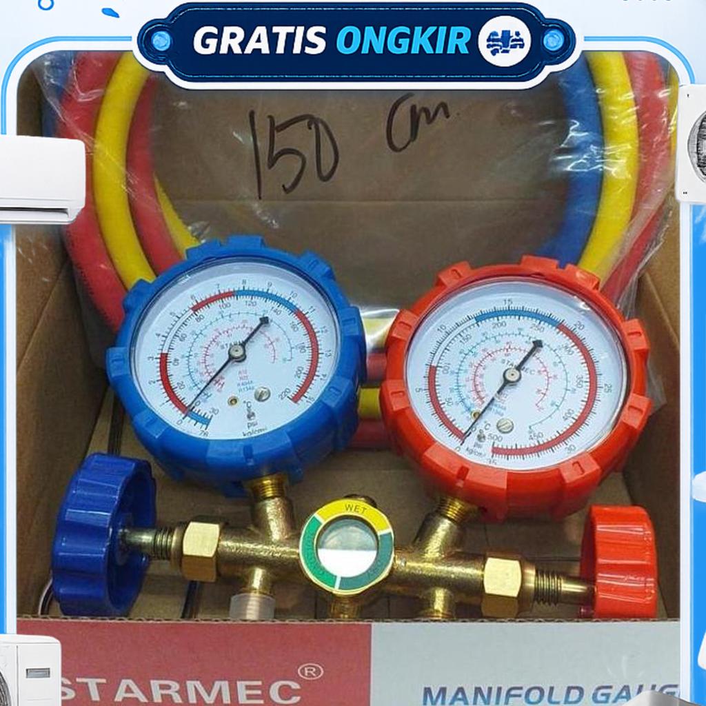 Manifold Double R22 + Selang 150Cm R22