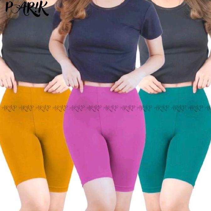 Paket (Isi 3) Celana Shot Spandex Licin Standar Jumbo Super Jumbo Wanita Tebal Legging Pendek Dewasa
