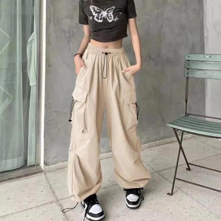 Sale Celana Cargo Serut Wanita Highwaist Pants Korean Style Jumbo Kulot Big Size
