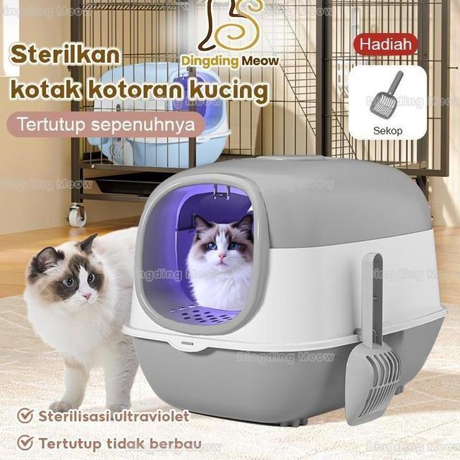 Uv Kotak Kotoran Tertutup Kucing Litter Box Fungsi Bak Pasir Kucing Litter Box Kucing