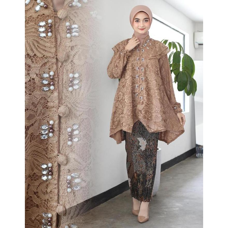 [Ready] Setelan Kebaya Nandya Dengan Rok Prisket Batik Premium Cocok Untuk Seragam Pesta Keluarga Da