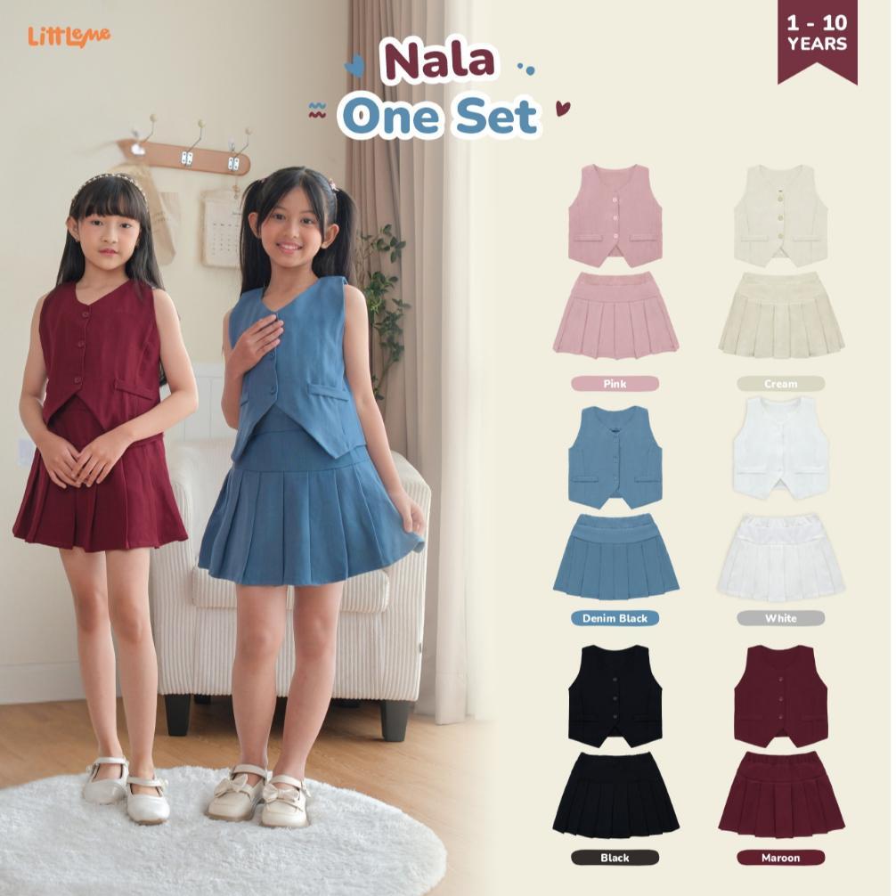 Little Me - Setelan Nala Set Baju Rok Celana Anak Perempuan Korean Style Semiwool 1-10 Tahun