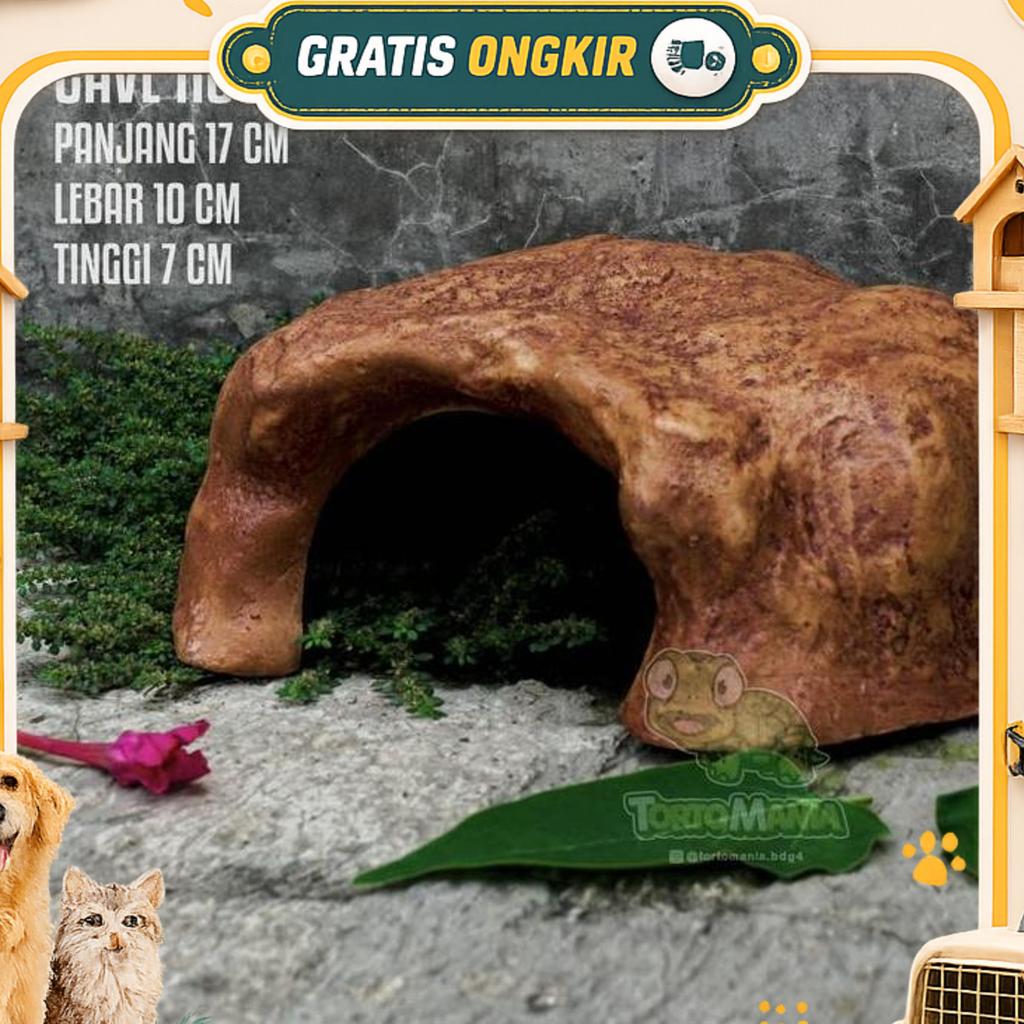 Hiding Cave Rock Size S / Hiding Cave Kandang Terrarium Sulcata Pardalis Aldabra Cherryhead Redfoot 