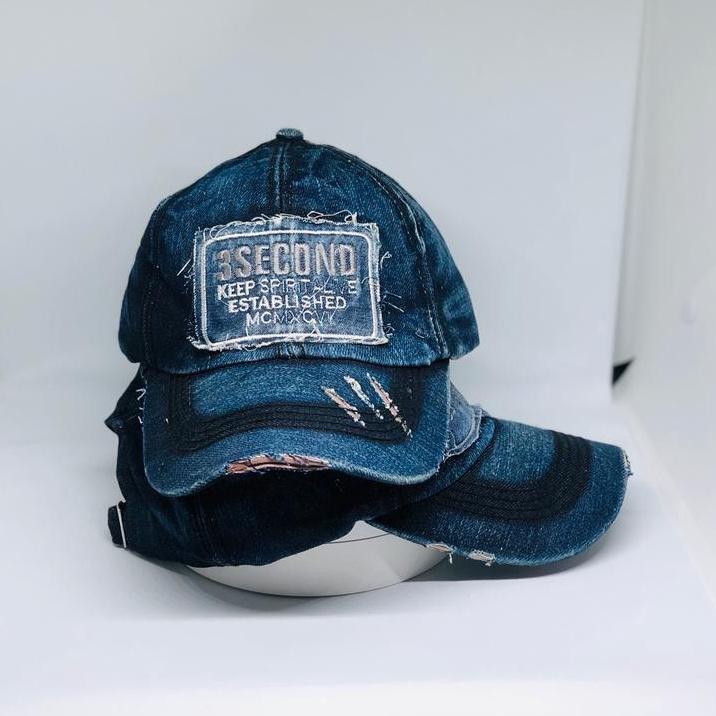HOT Topi Pria Distro Bahan jeans Denim Model Sobek Terbaru Original Import/Topi Pria Original Keren 