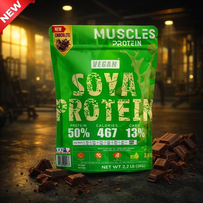 New Muscles Protein Coklat Whey Protein Bubuk Kedelai 1 Kg
