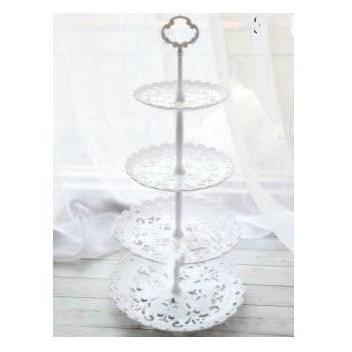 Rak Susun Plastik Bulat Kue 4 Stand White Cup Cake Tray