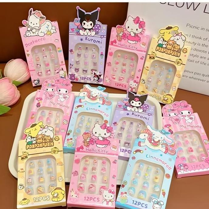 SET KUKU PALSU SANRIO MOTIF UNTUK ANAK CEWEK FAKE NAIL ART KARAKTER