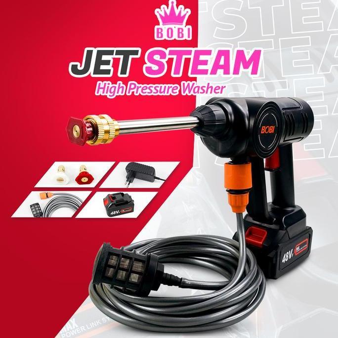 Jet Steam Cleaner Cordless STEELE SG-08 - Set Alat Cuci Mobil 48Volt
