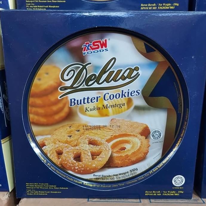 ASW Foods Delux Butter Cookies 350g-Kukis Mentega-Biskuit Kaleng-Murah