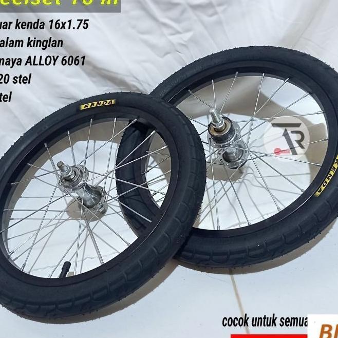 Roda Wheelset Sepeda 16 In Lengkap Sudah Di Pasang Ban 16 X 1.75 Kenda Siap Pakai Untuk Sepeda Anak 