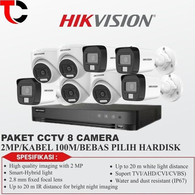 PAKET CCTV HIKVISION 2MP 8 CAMERA KOMPLIT
