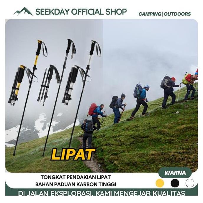 Seekday Dapat dilipat Tongkat Daki Gunung/ Tongkat Hiking Trekking Pole/ Trekking Pole Tongkat Treki