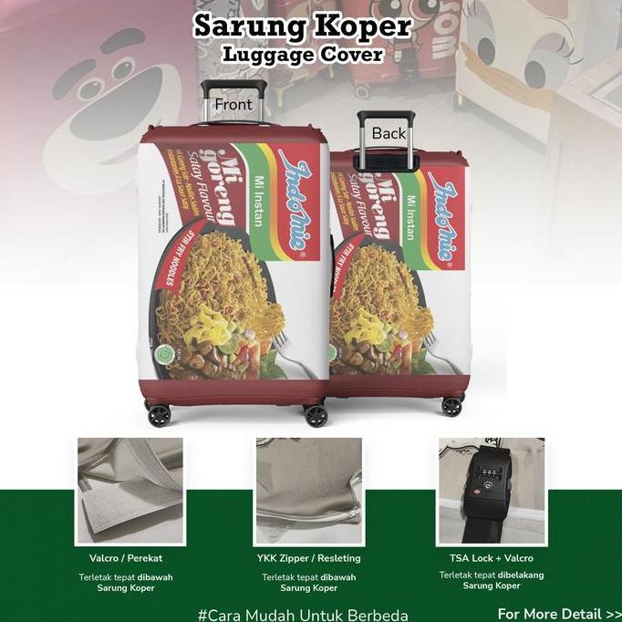 Indomie Sarung Koper Goreng Sate Chicken Curry Cover Pelindung Koper Bahan Aglatex Size 20-32inch OE