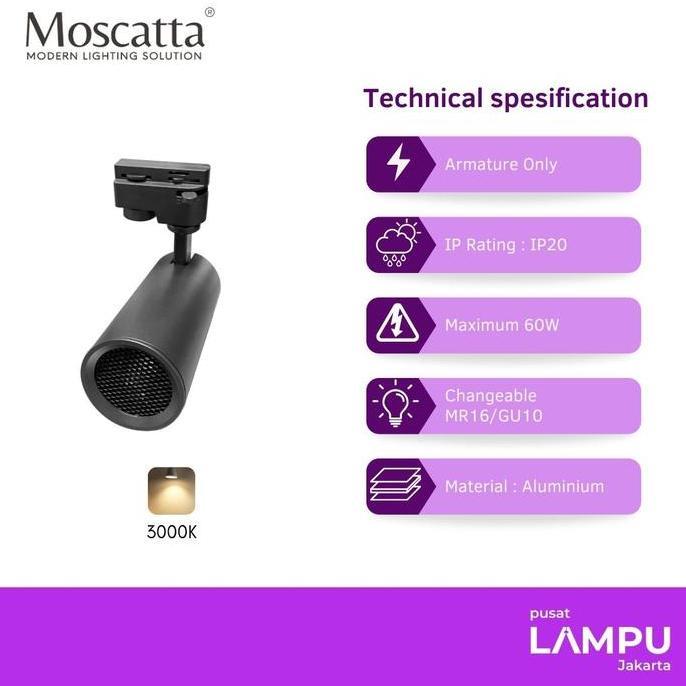Moscatta Track Light Rell with honeycomb compatible for philips master MR16 + trafo philips