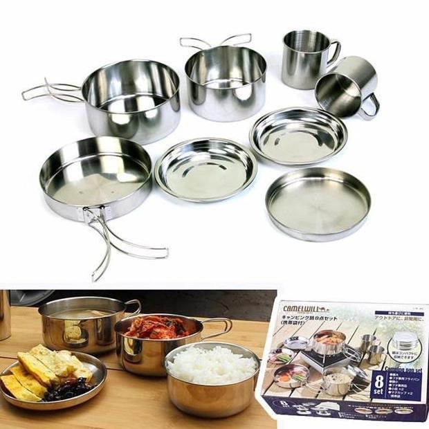 cooking set gunung stainless paket alat masak outdoor camping