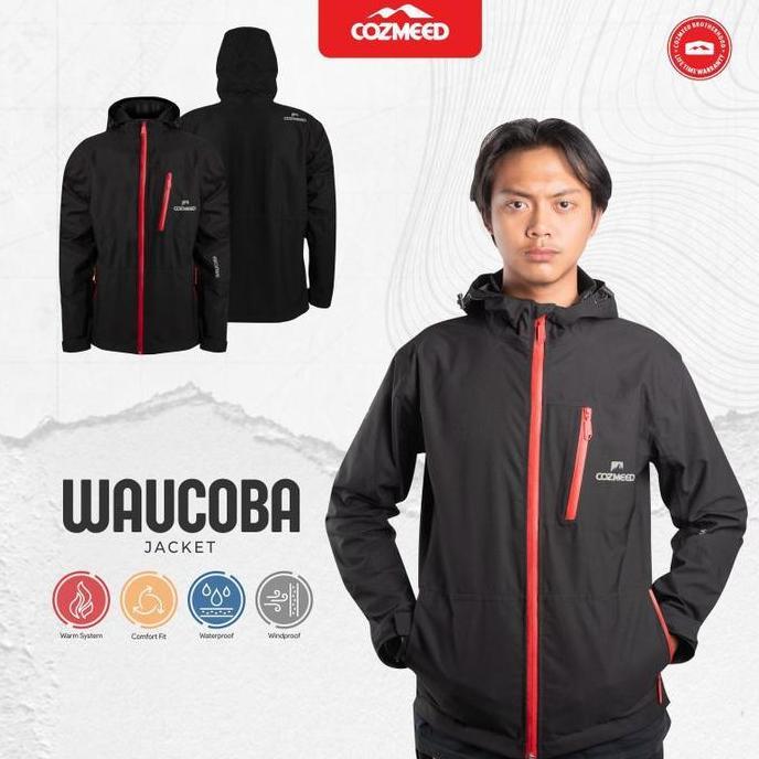 [ GRATIS HADIAH ] Cozmeed Jaket Sport Gunung Extreme Pria Waucoba 1.1 Black Dapat Topi Trucker (TERB