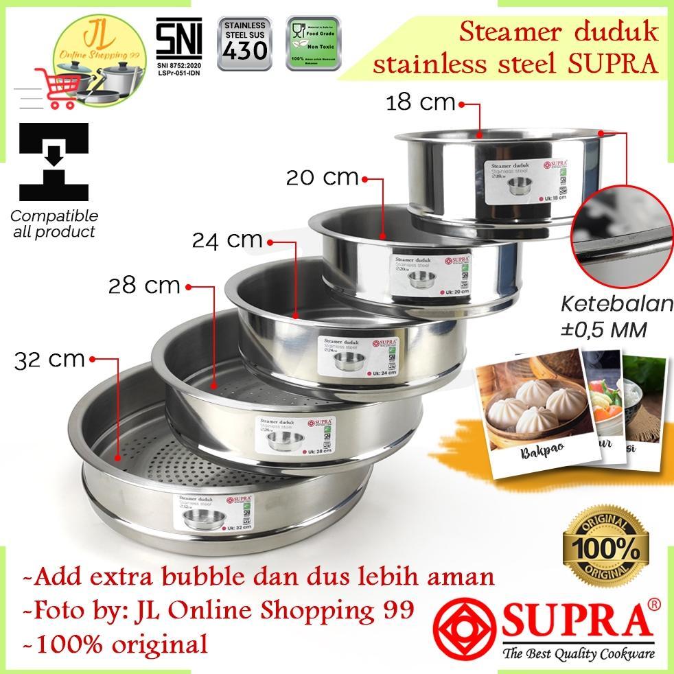SUPRA steamer panci multifungsi saringan kukusan sauce pot stainless 18cm/20cm/24cm/28cm/32cm