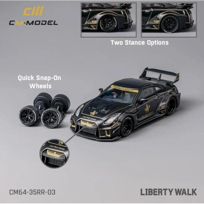 cvarhantama  / CM64-35RR-03 CM Model 1/64 Nissan 35GTRR R35 Black LBWK Super Silhouette in Black JPS